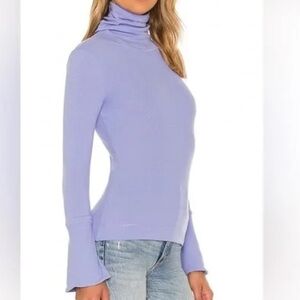 Free People Light Purple Ribbed Knit Top XS